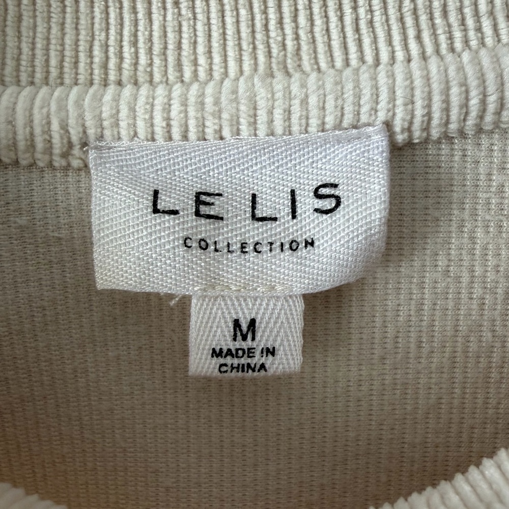 Le Lis Super Soft Cropped Ribbed Knit Crewneck Sweater Top Cream Women’s Medium - Picture 6 of 8